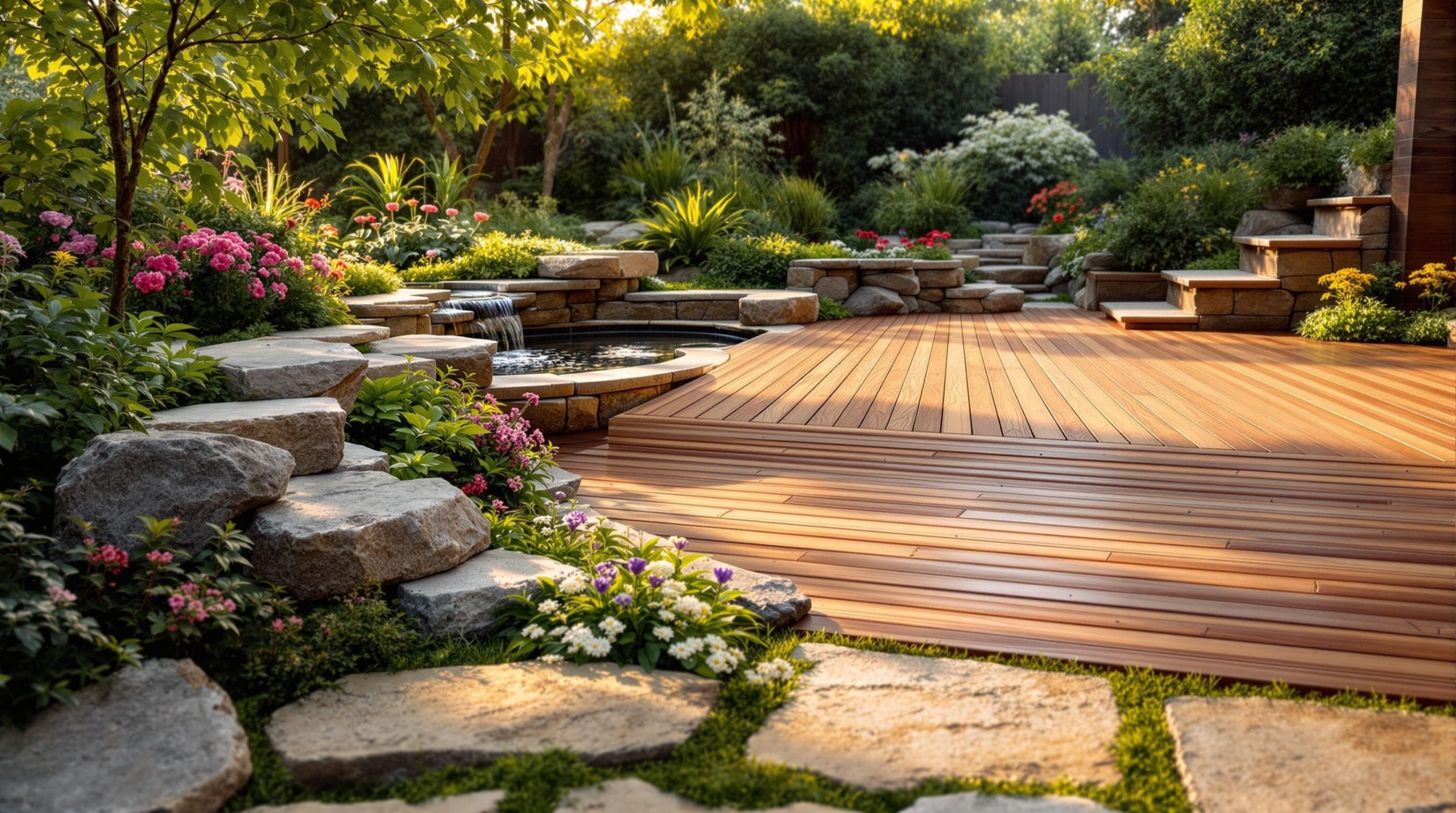 Terrasse en bois et pierre : Guide complet - Voyage Inspire