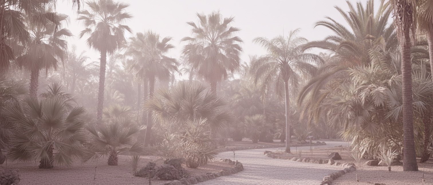 Jardin exotique avec plusieurs palmiers